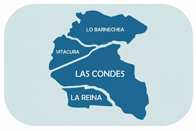Mapa de Santiago con comunas de cobertura
